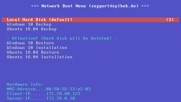 Client boot menu | Mini-PC