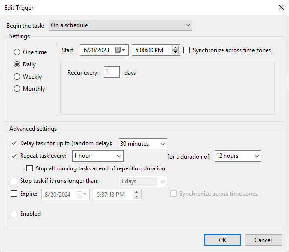 AVD Support - Task Scheduler trigger