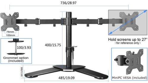 Holder for fanless miniPC and 2 monitors